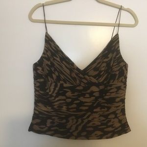 Animal print ruched SILK crepe top NWOT